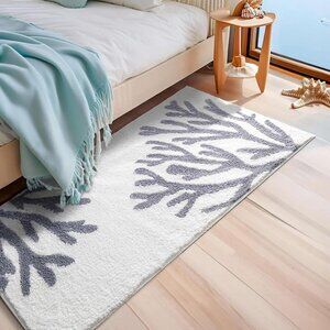 NEW Bathroom Rugs Runner 24"x47" Long Bath Mats Non Slip White Grey